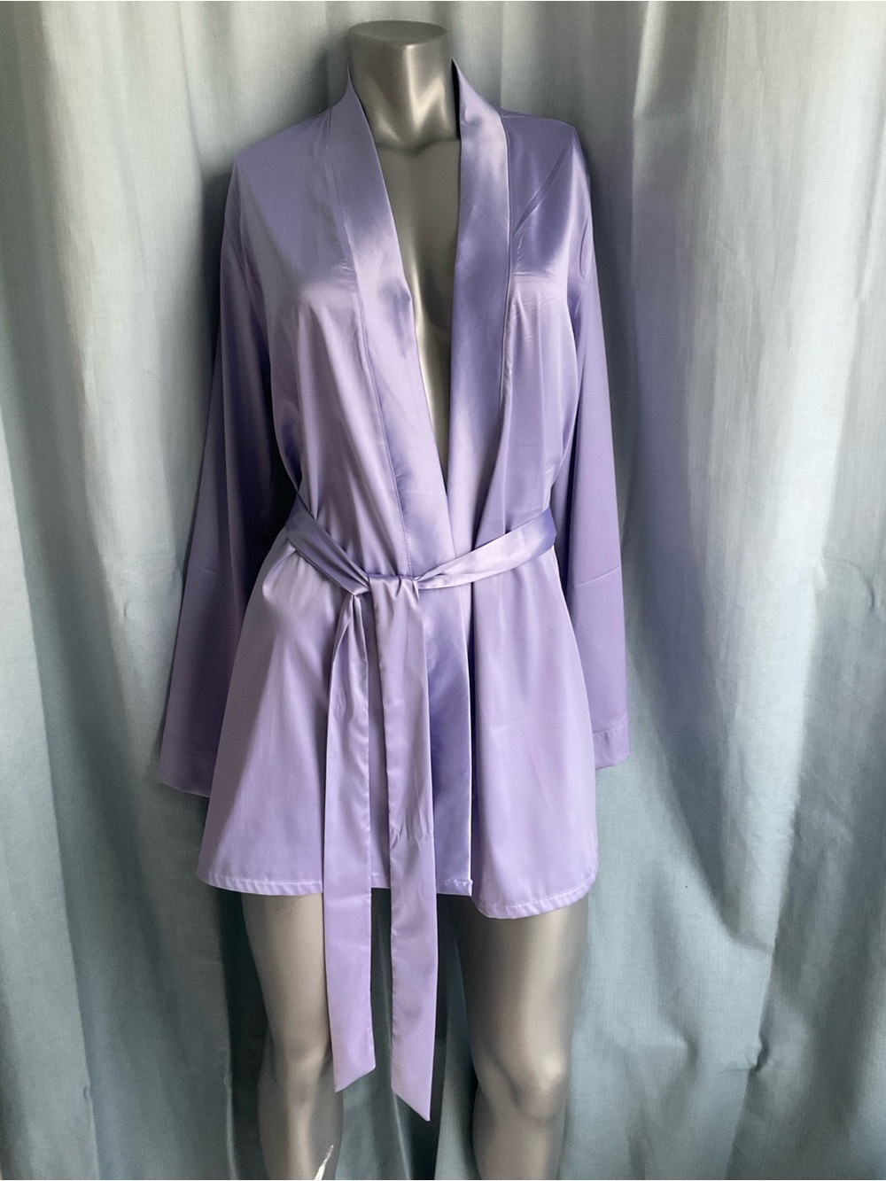 Savage X Fenty CLF Lavender Satin Tie-Waist Robe with Lightning Bolt